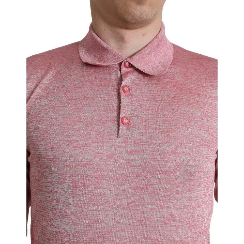 Dolce & Gabbana Pink Polyester Collared Men Pullover Sweater Dolce & Gabbana Rosy Brown