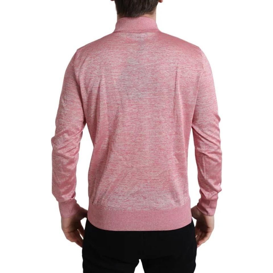 Dolce & Gabbana Pink Polyester Collared Men Pullover Sweater Dolce & Gabbana Rosy Brown