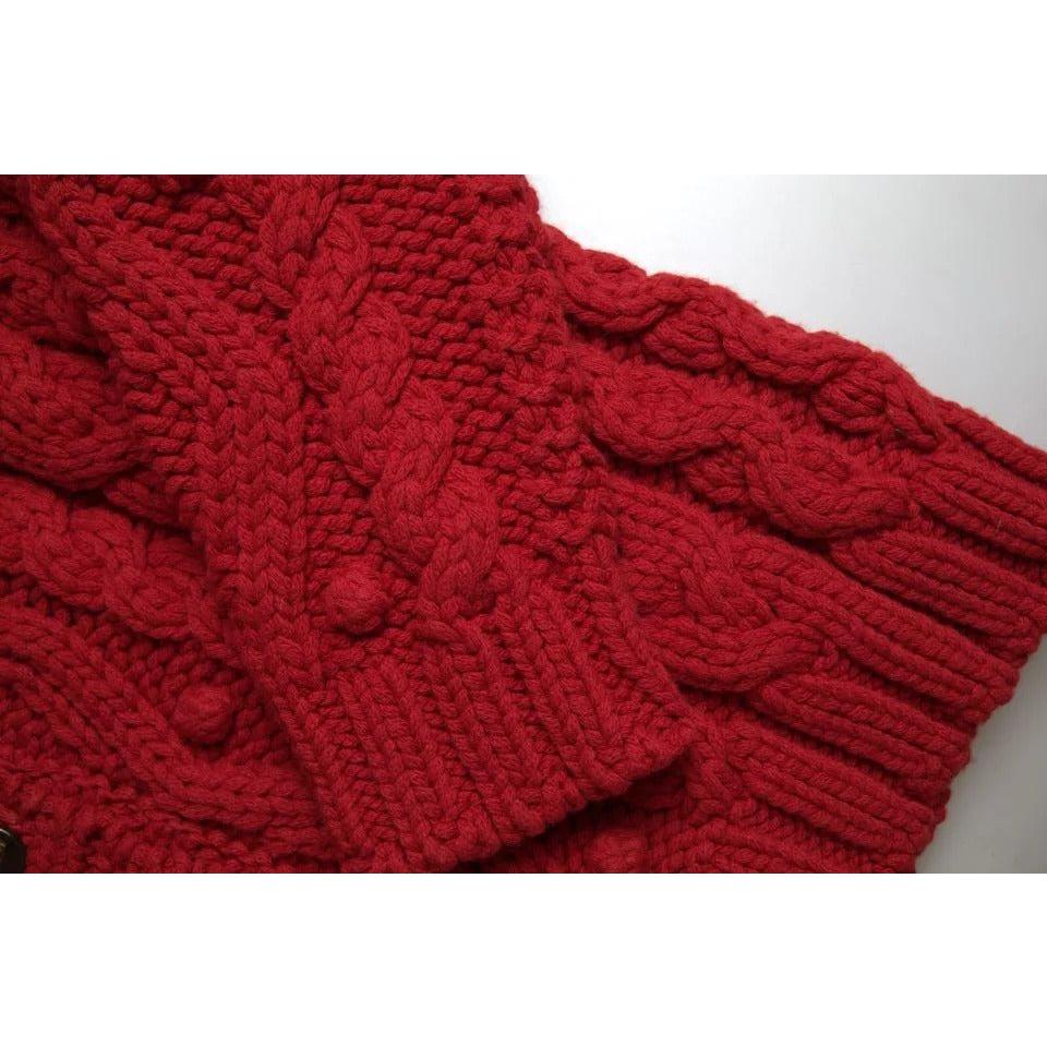 Dolce & Gabbana Red Wool Knit Button Down Cardigan Sweater Dolce & Gabbana Dark Red