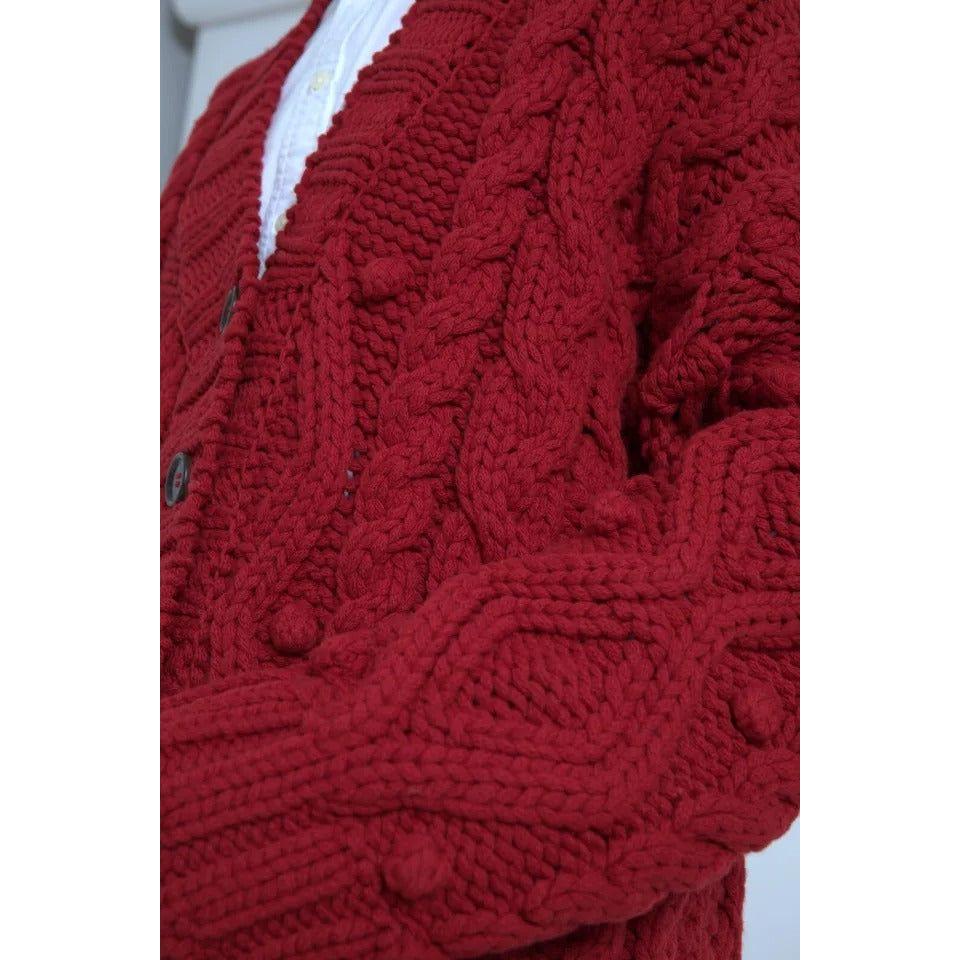 Dolce & Gabbana Red Wool Knit Button Down Cardigan Sweater Dolce & Gabbana Dark Red