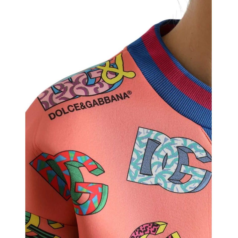 Dolce & Gabbana Salmon Pink Logo Print Sweatshirt Sweater Dolce & Gabbana Rosy Brown