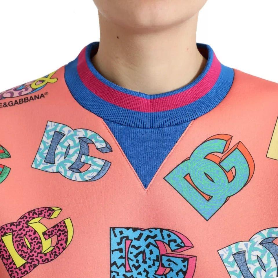 Dolce & Gabbana Salmon Pink Logo Print Sweatshirt Sweater Dolce & Gabbana Dark Salmon