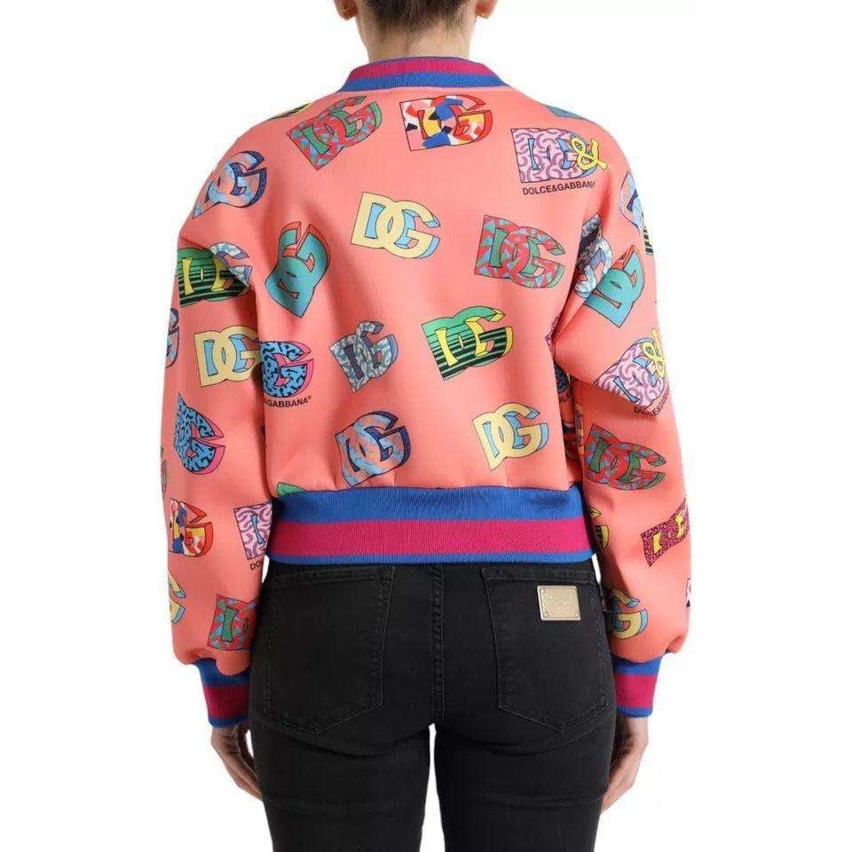 Dolce & Gabbana Salmon Pink Logo Print Sweatshirt Sweater Dolce & Gabbana Rosy Brown
