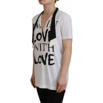 Dolce & Gabbana White Cotton Printed Ascot Collared T-shirt TSH83003-40