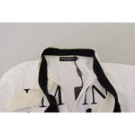 Dolce & Gabbana White Cotton Printed Ascot Collared T-shirt TSH83003-40