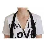 Dolce & Gabbana White Cotton Printed Ascot Collared T-shirt TSH83003-40