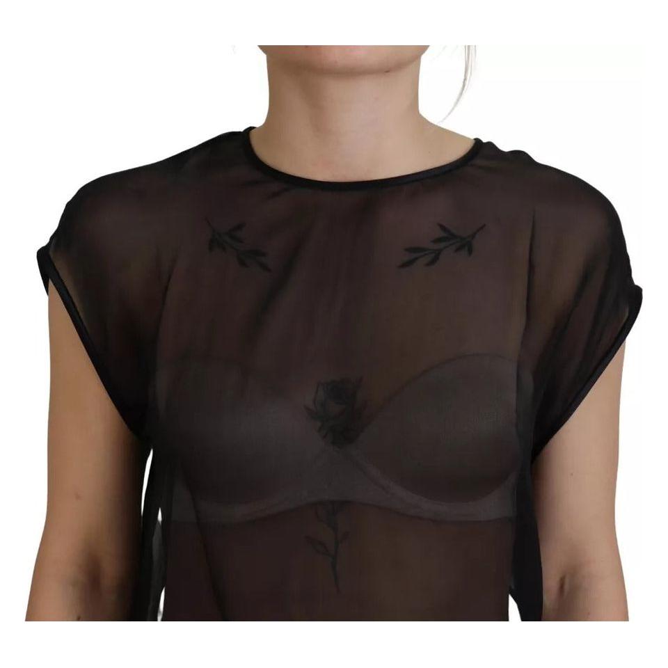 Dolce & Gabbana Black Mesh Transparent Blouse Pullover Top Dolce & Gabbana Black