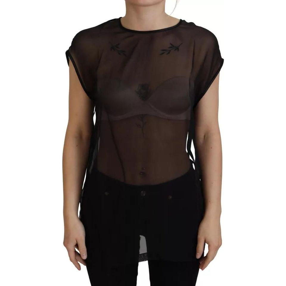 Dolce & Gabbana Black Mesh Transparent Blouse Pullover Top Dolce & Gabbana Black