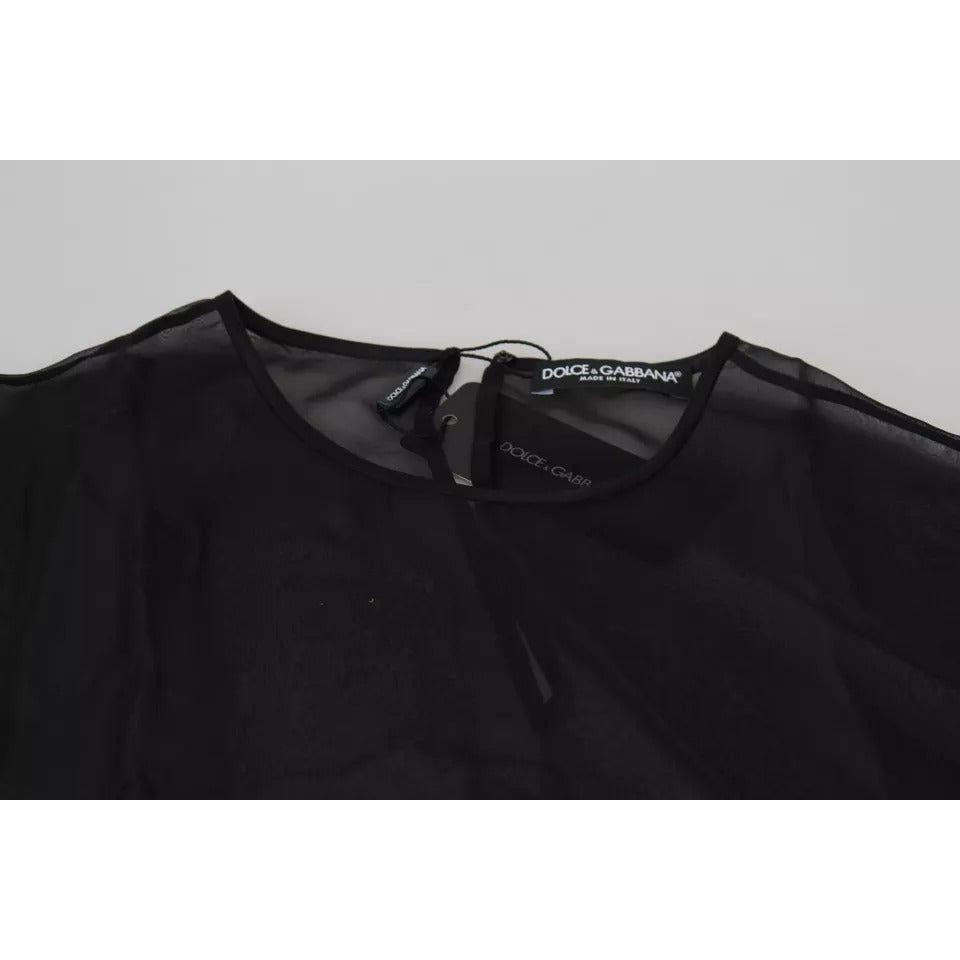 Dolce & Gabbana Black Mesh Transparent Blouse Pullover Top Dolce & Gabbana Black