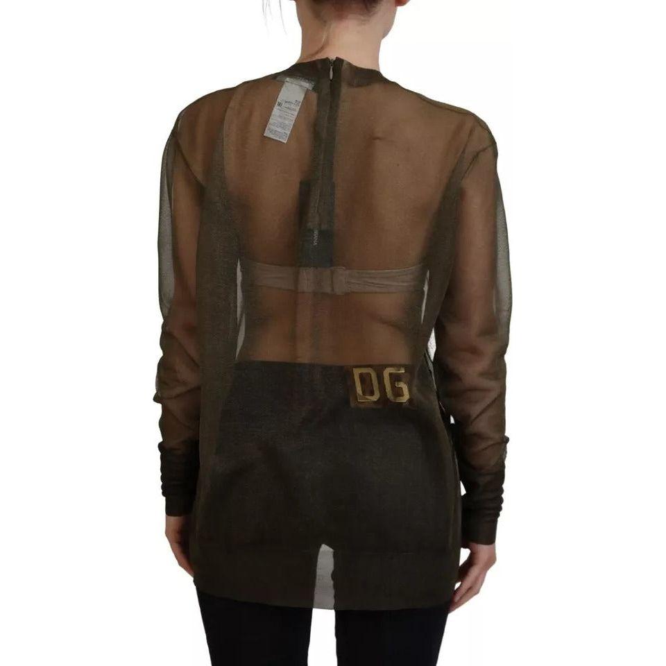 Dolce & Gabbana Black Transparent Crewneck Long Sleeves Top Dolce & Gabbana Dark Slate Gray