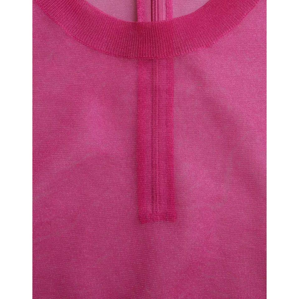 Dolce & Gabbana Pink Transparent Crewneck Long Sleeves Top Dolce & Gabbana Maroon