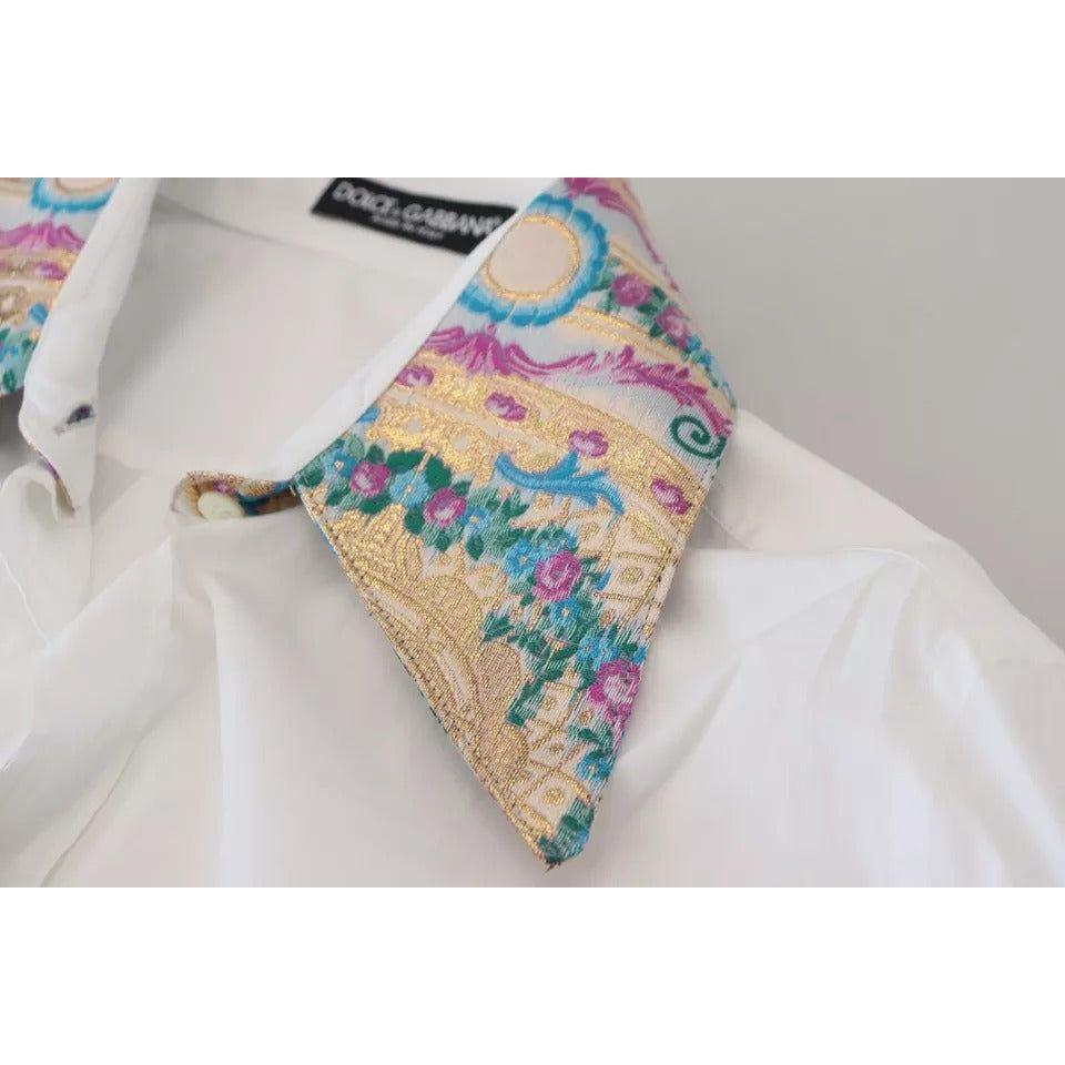Dolce & Gabbana White Floral Jacquard Cotton Long Sleeves Top TSH83764-40