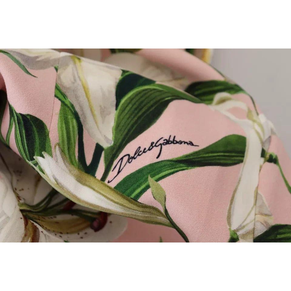 Dolce & Gabbana Pink Lily Viscose Sheath Knee Length Dress Dolce & Gabbana Rosy Brown
