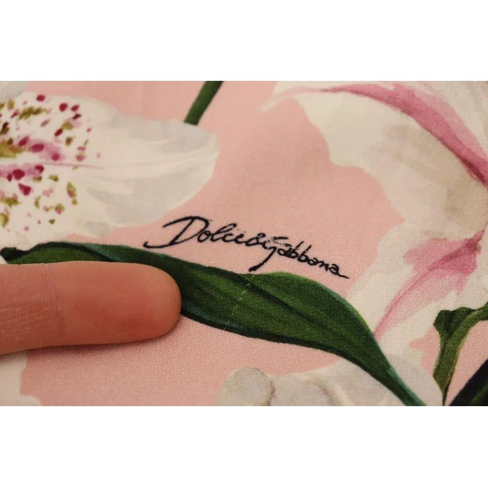 Dolce & Gabbana Pink Lily Viscose Sheath Knee Length Dress Dolce & Gabbana Tan