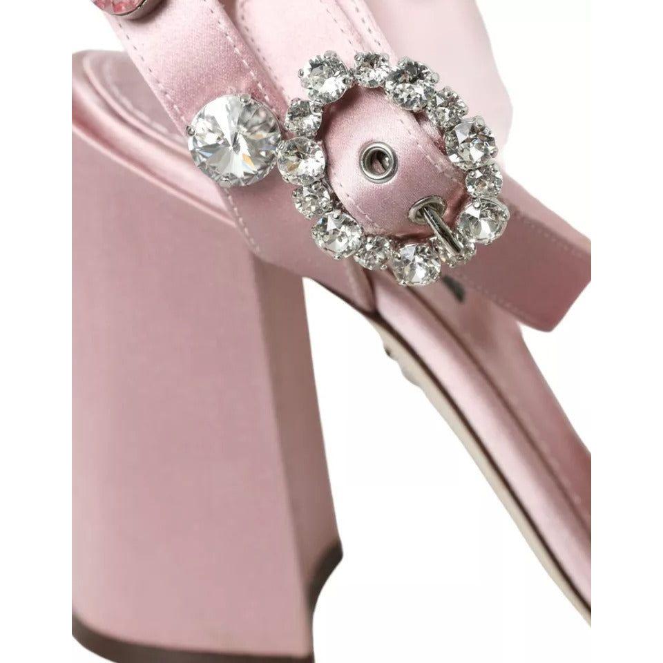 Dolce & Gabbana Pink Turkey Feather Crystal Sandals Shoes Dolce & Gabbana Rosy Brown