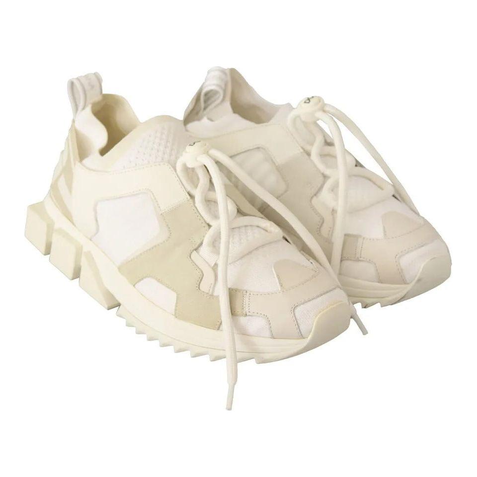 Dolce & Gabbana White Fabric Suede Sorrento Lace Up Sneakers Shoes MV4622-40