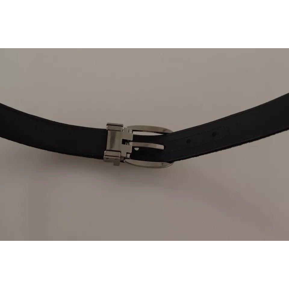 Dolce & Gabbana Black Velvet Silver Tone Metal Buckle Belt Dolce & Gabbana Light Slate Gray