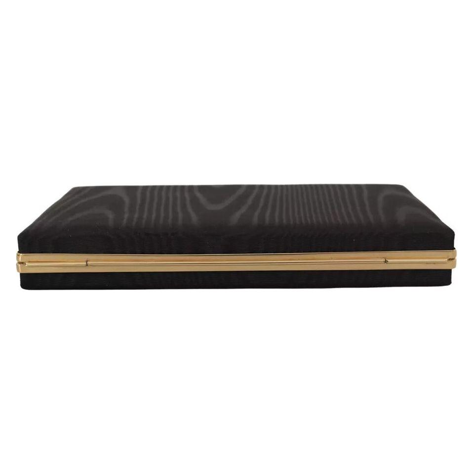 Dolce & Gabbana Black Silk Gold Frame Clutch Evening Party Purse Bag Dolce & Gabbana Dark Slate Gray