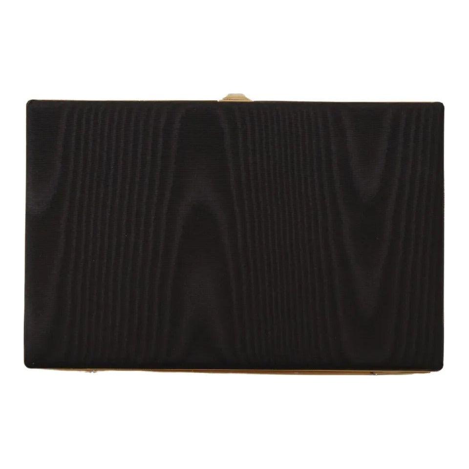 Dolce & Gabbana Black Silk Gold Frame Clutch Evening Party Purse Bag Dolce & Gabbana Black