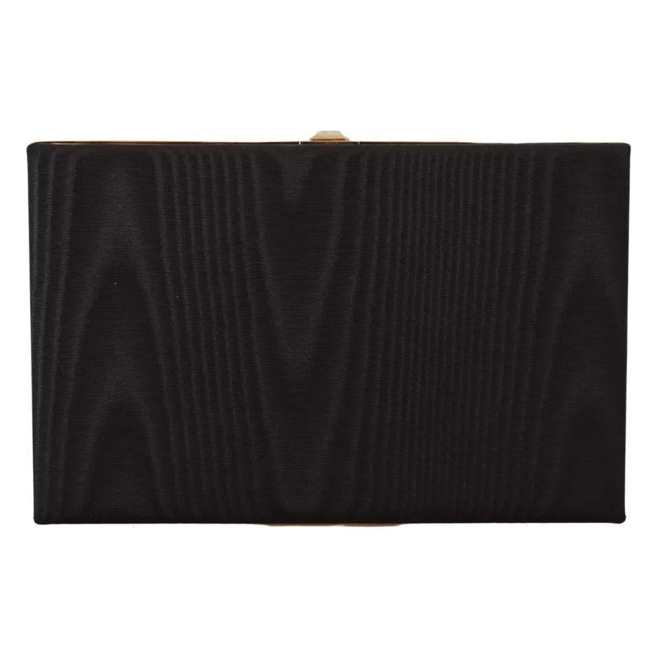 Dolce & Gabbana Black Silk Gold Frame Clutch Evening Party Purse Bag Dolce & Gabbana Black