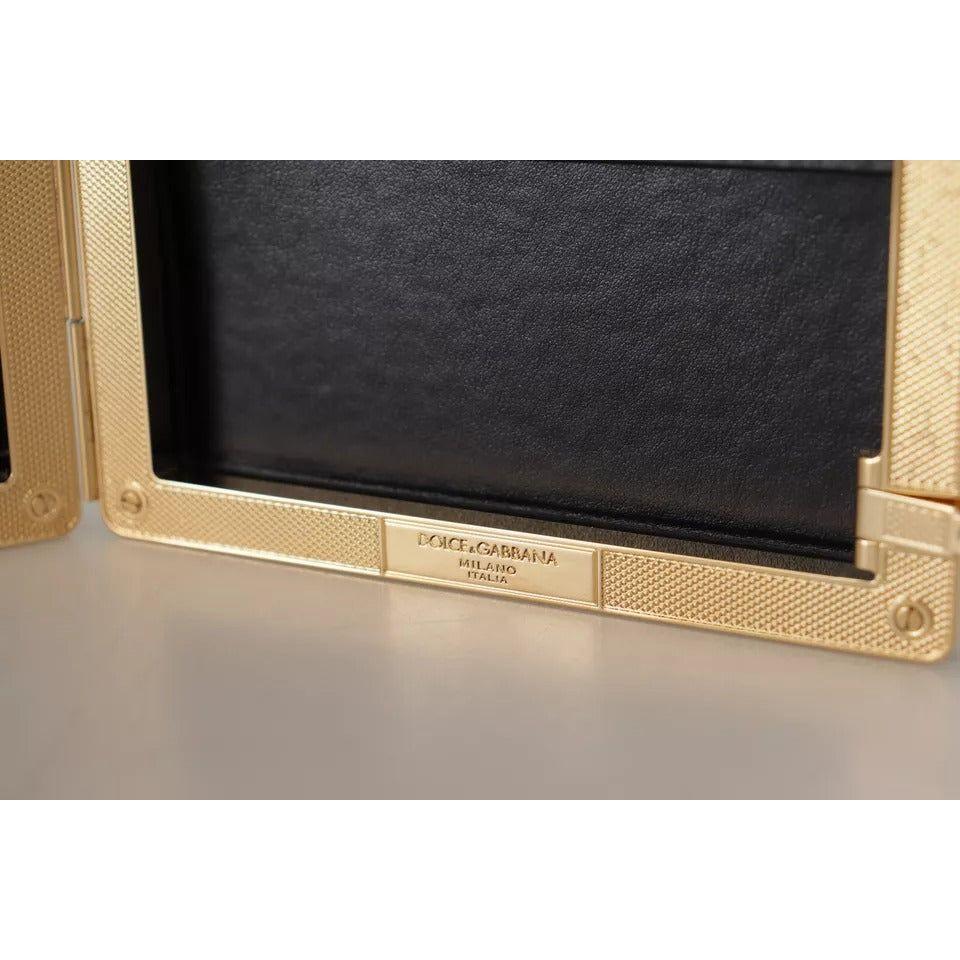 Dolce & Gabbana Black Silk Gold Frame Clutch Evening Party Purse Bag Dolce & Gabbana Rosy Brown