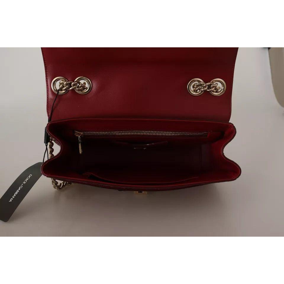 Dolce & Gabbana Pink Red Exotic Skins Gold Chain Purse LUCIA Leather Bag Dolce & Gabbana Black