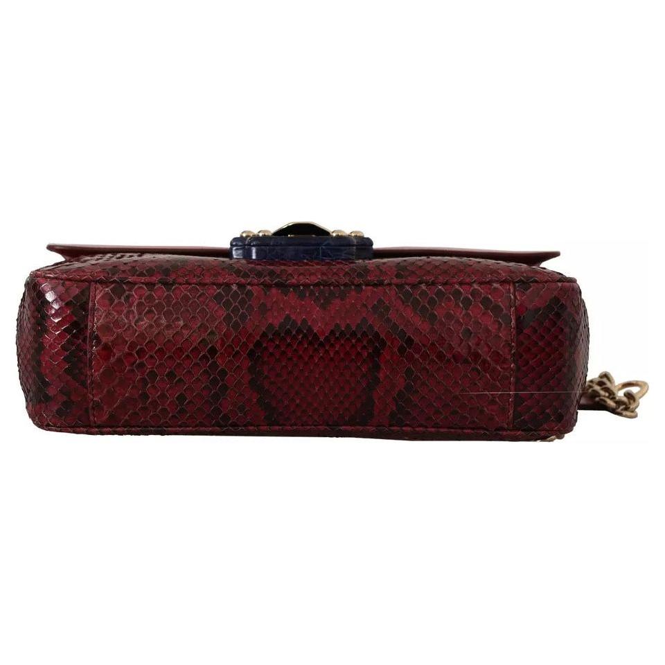 Dolce & Gabbana Pink Red Exotic Skins Gold Chain Purse LUCIA Leather Bag Dolce & Gabbana Black