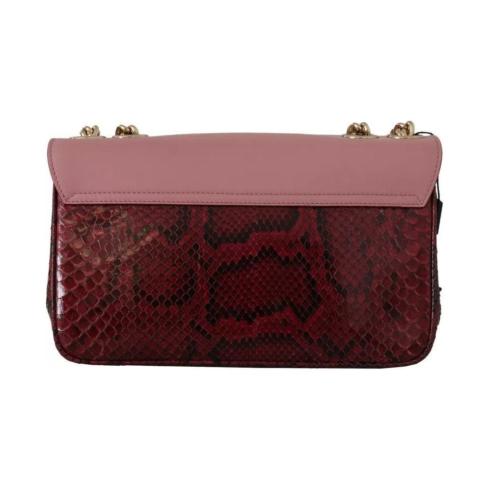 Dolce & Gabbana Pink Red Exotic Skins Gold Chain Purse LUCIA Leather Bag Dolce & Gabbana Black