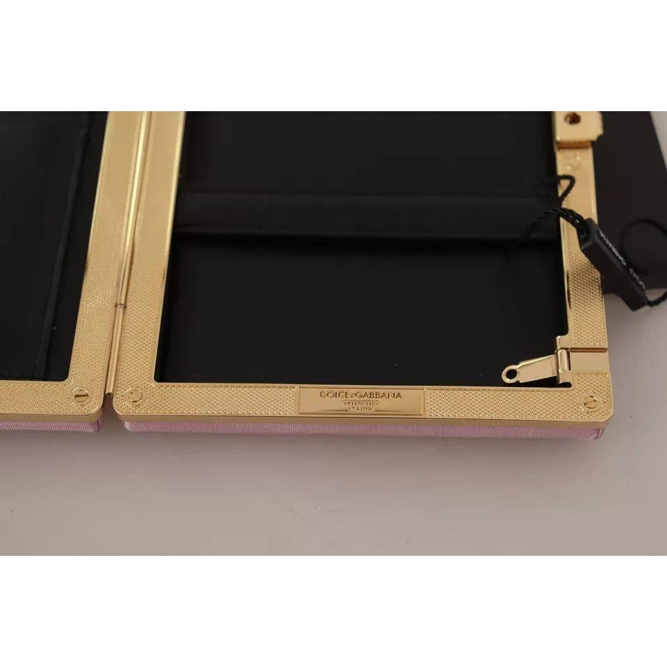 Dolce & Gabbana Pink Silk Gold Frame Clutch Evening Party Purse Bag Dolce & Gabbana Rosy Brown
