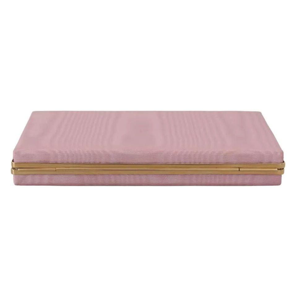 Dolce & Gabbana Pink Silk Gold Frame Clutch Evening Party Purse Bag Dolce & Gabbana Dark Gray
