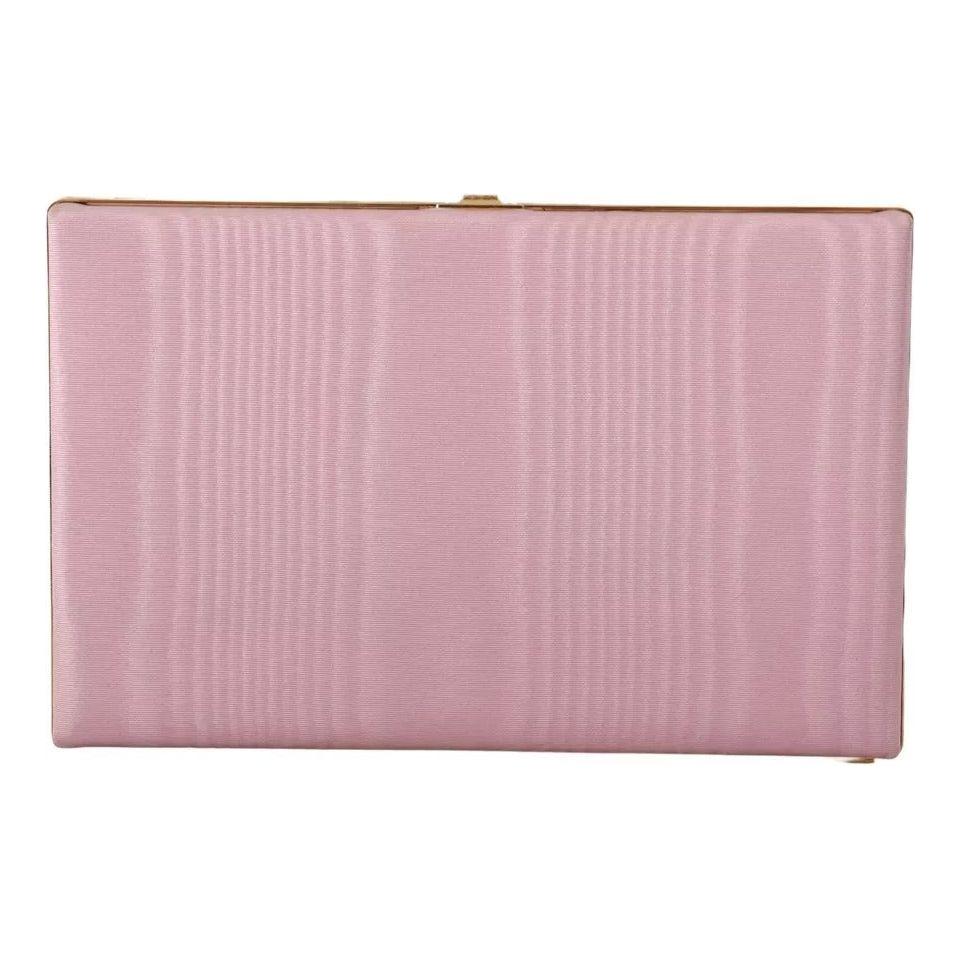 Dolce & Gabbana Pink Silk Gold Frame Clutch Evening Party Purse Bag Dolce & Gabbana Gray