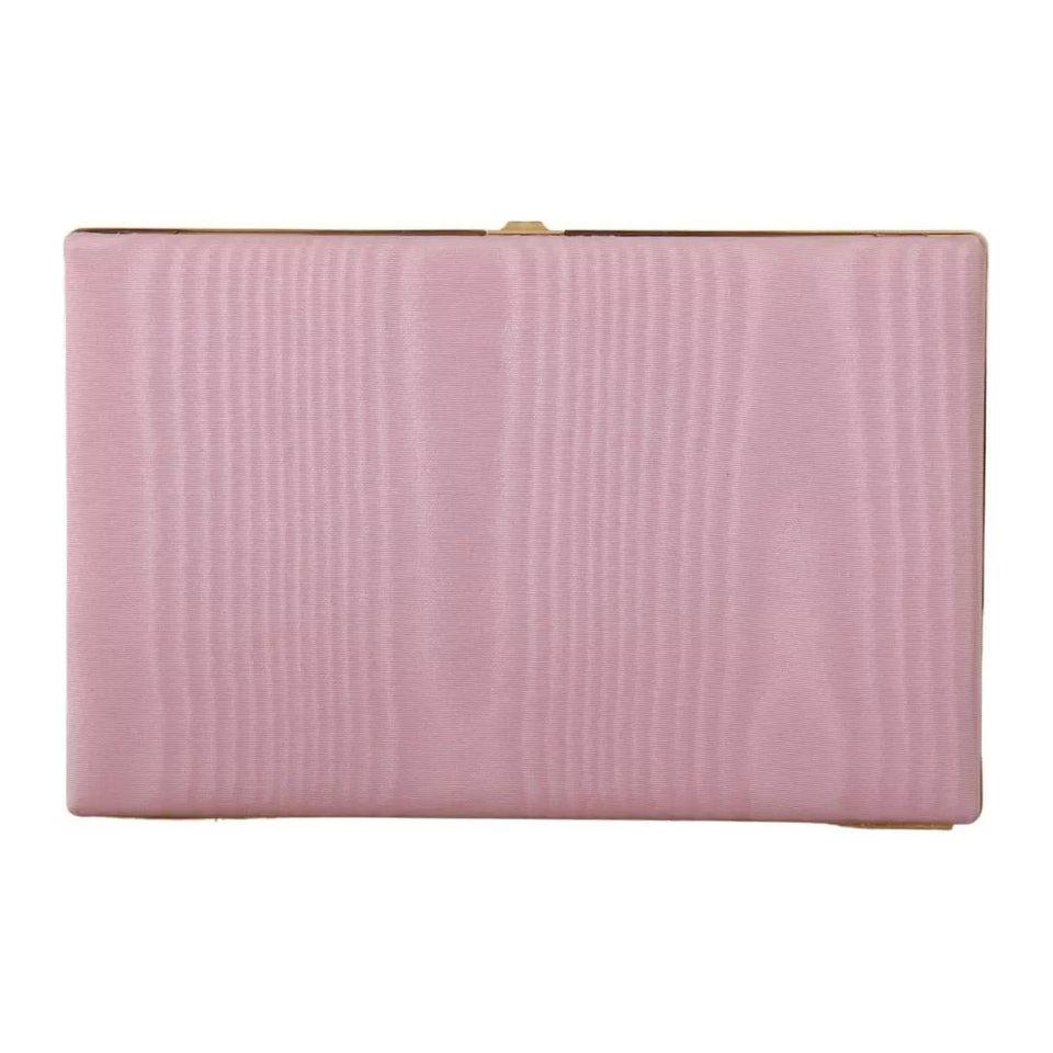 Dolce & Gabbana Pink Silk Gold Frame Clutch Evening Party Purse Bag Dolce & Gabbana Dark Gray
