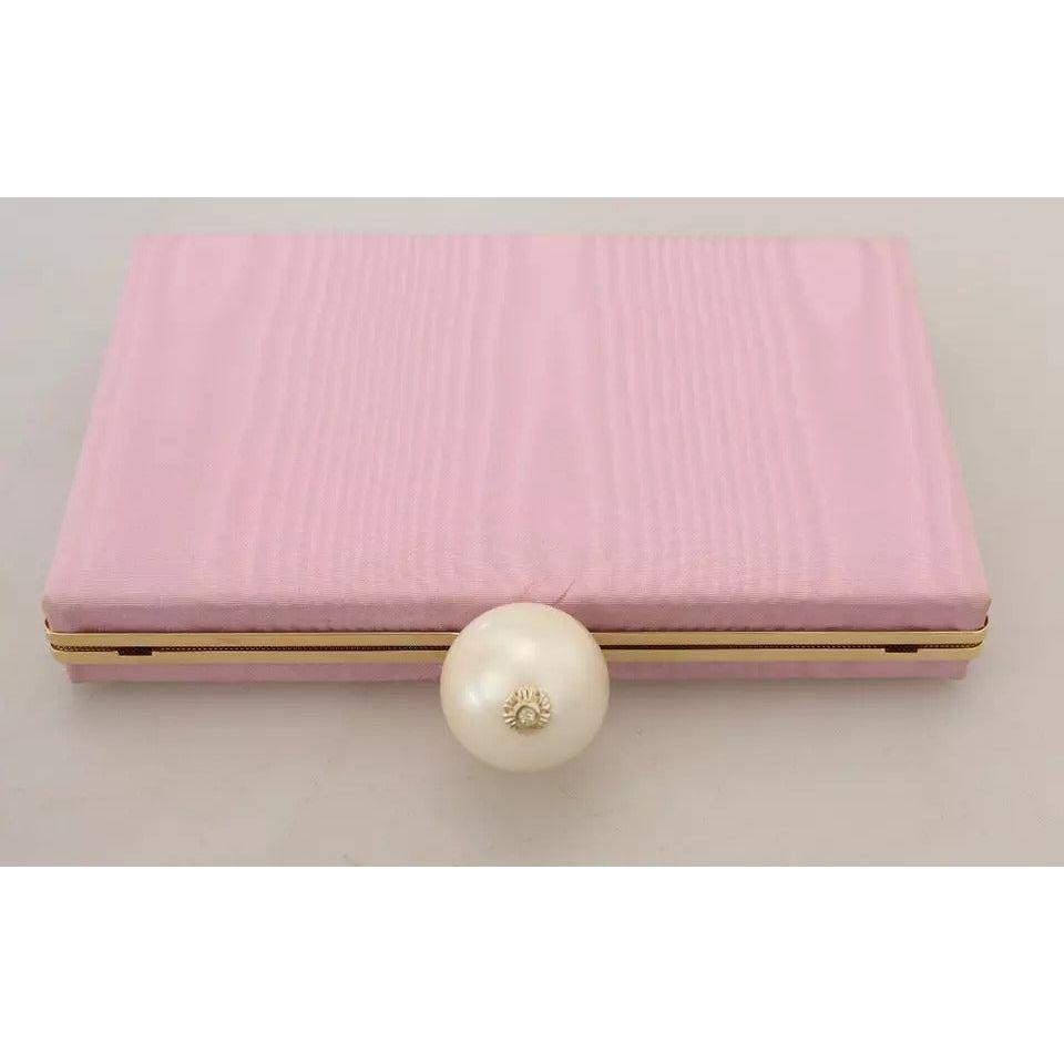 Dolce & Gabbana Pink Silk Gold Frame Clutch Evening Party Purse Bag Dolce & Gabbana Gray