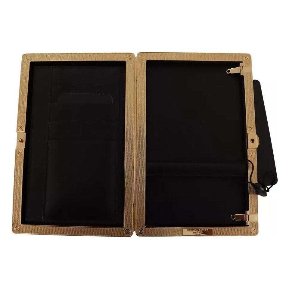 Dolce & Gabbana Pink Silk Gold Frame Clutch Evening Party Purse Bag Dolce & Gabbana Rosy Brown