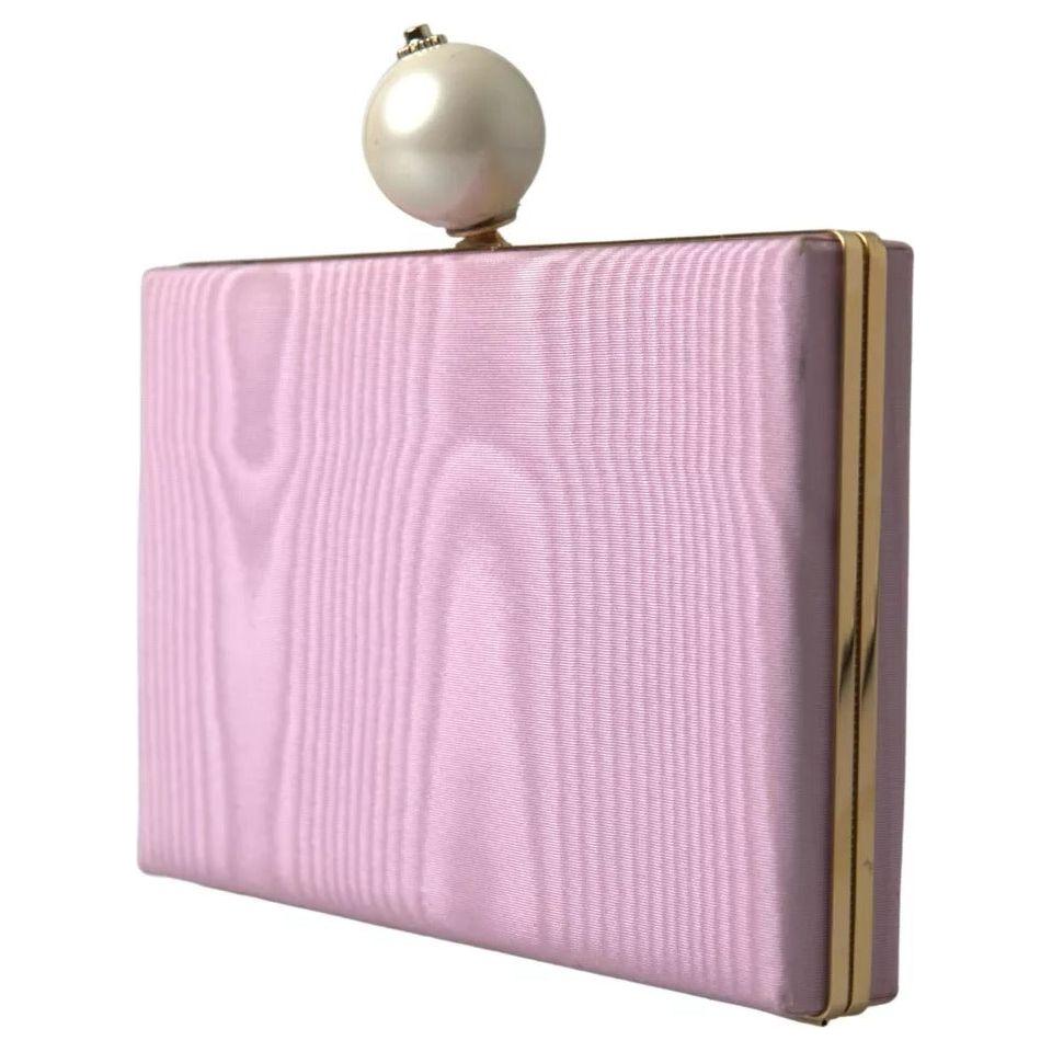 Dolce & Gabbana Pink Silk Gold Frame Clutch Evening Party Purse Bag Dolce & Gabbana Thistle