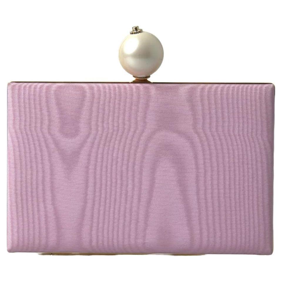 Dolce & Gabbana Pink Silk Gold Frame Clutch Evening Party Purse Bag Dolce & Gabbana Rosy Brown