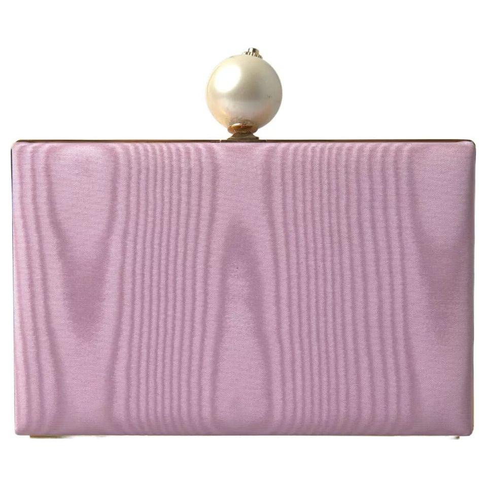 Dolce & Gabbana Pink Silk Gold Frame Clutch Evening Party Purse Bag Dolce & Gabbana Rosy Brown