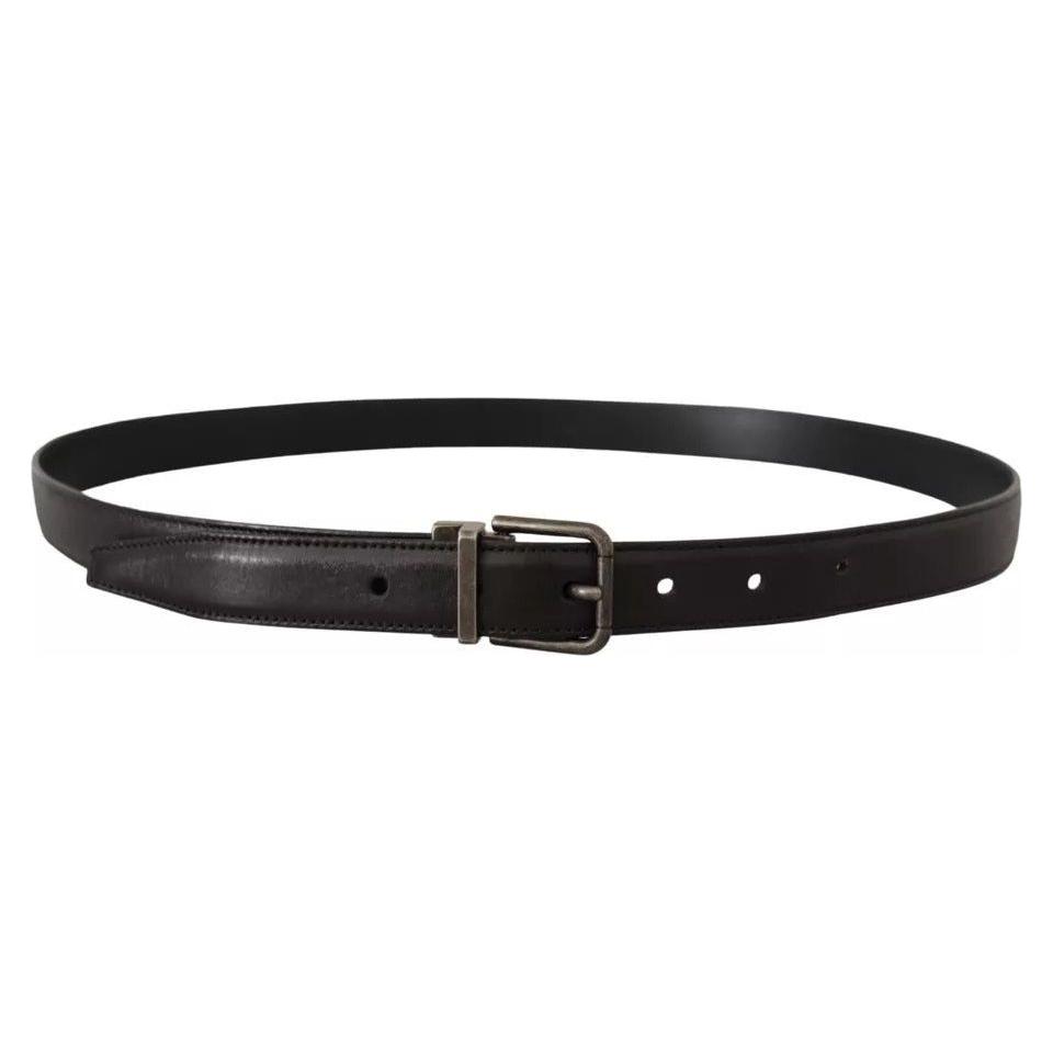 Dolce & Gabbana Black Calf Leather Vintage Logo Metal Buckle Belt Dolce & Gabbana Dark Slate Gray
