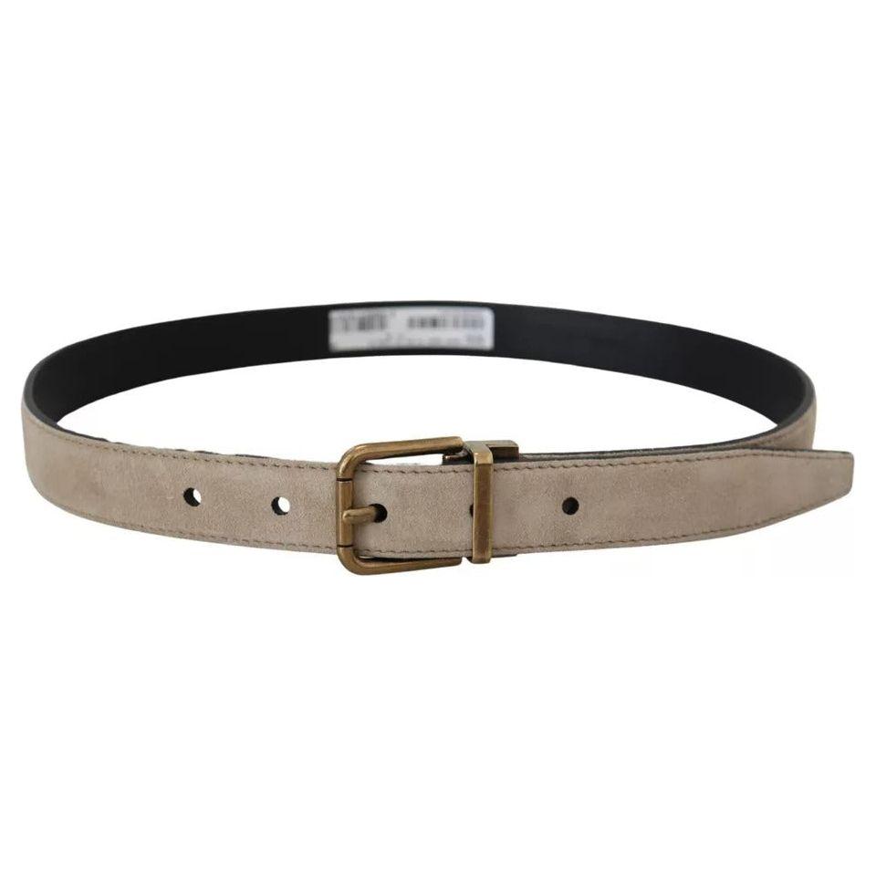 Dolce & Gabbana Beige Velvet Leather Gold Tone Metal Buckle Belt Dolce & Gabbana Rosy Brown