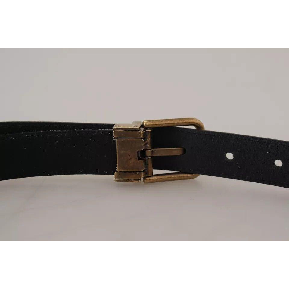 Dolce & Gabbana Beige Velvet Leather Gold Tone Metal Buckle Belt Dolce & Gabbana Dark Gray