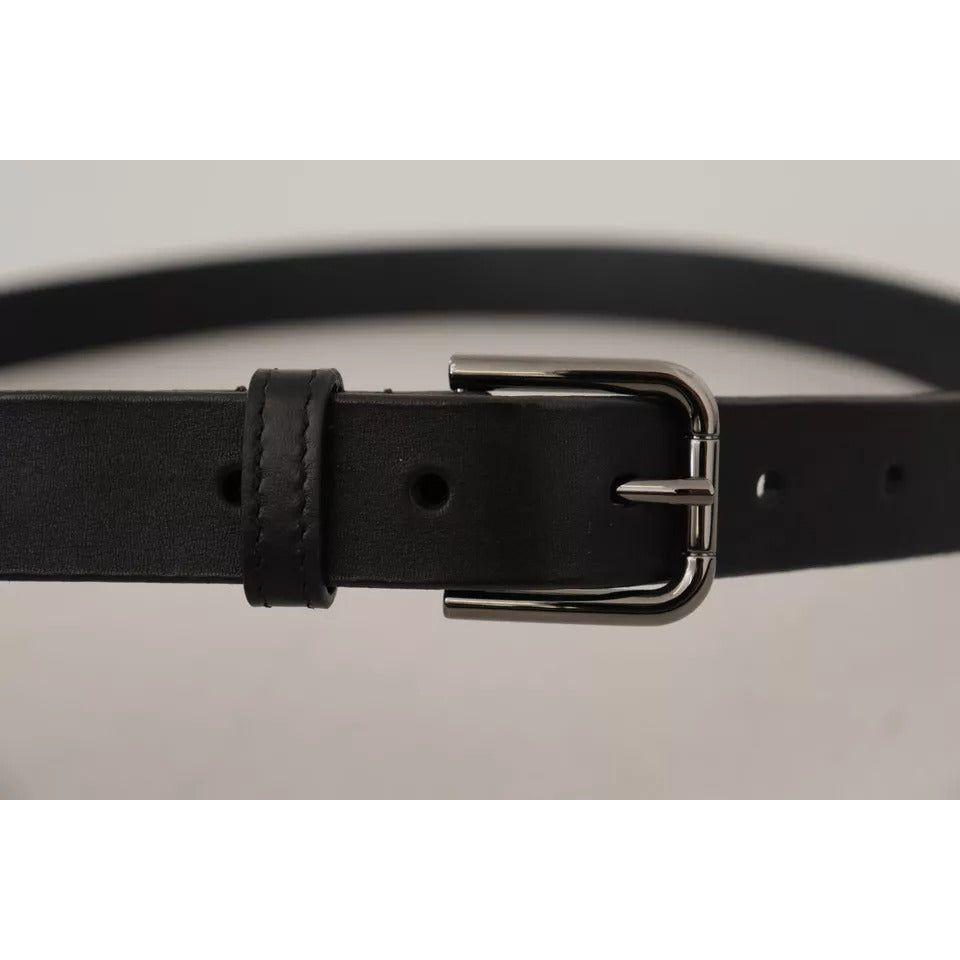 Dolce & Gabbana Black Calf Leather Classic Metal Logo Buckle Belt Dolce & Gabbana Black