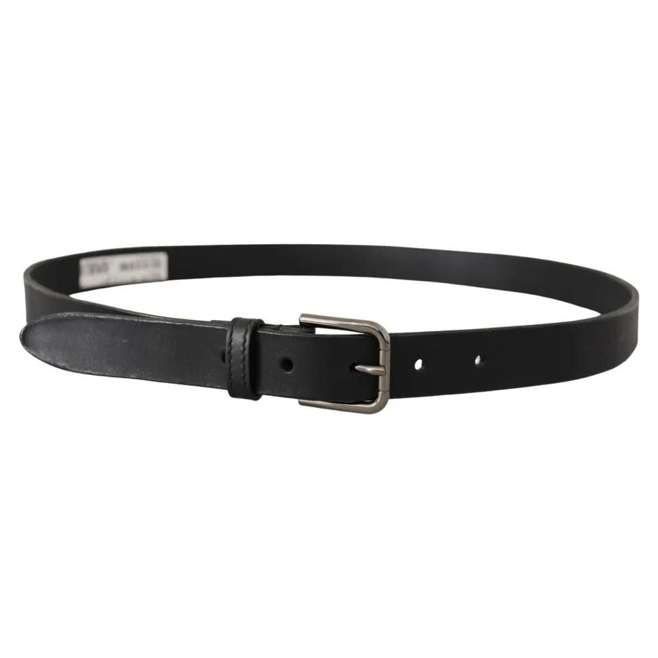 Dolce & Gabbana Black Calf Leather Classic Metal Logo Buckle Belt Dolce & Gabbana Dark Slate Gray