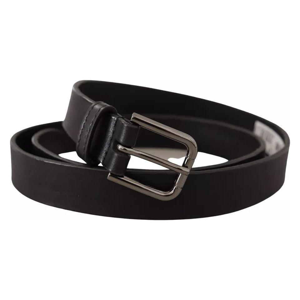 Dolce & Gabbana Black Calf Leather Classic Metal Logo Buckle Belt Dolce & Gabbana Black