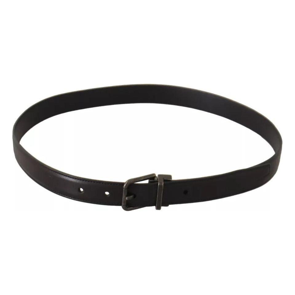 Dolce & Gabbana Black Calf Leather Antique Buckle Men Belt Dolce & Gabbana Dark Slate Gray