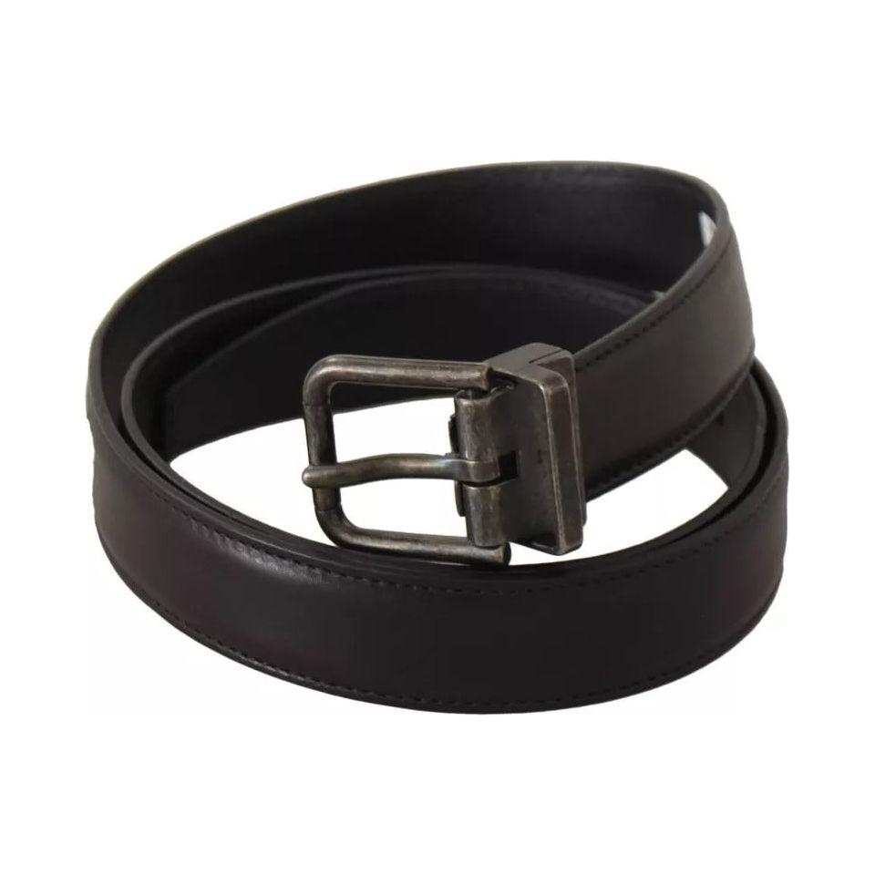 Dolce & Gabbana Black Calf Leather Antique Buckle Men Belt Dolce & Gabbana Dark Slate Gray