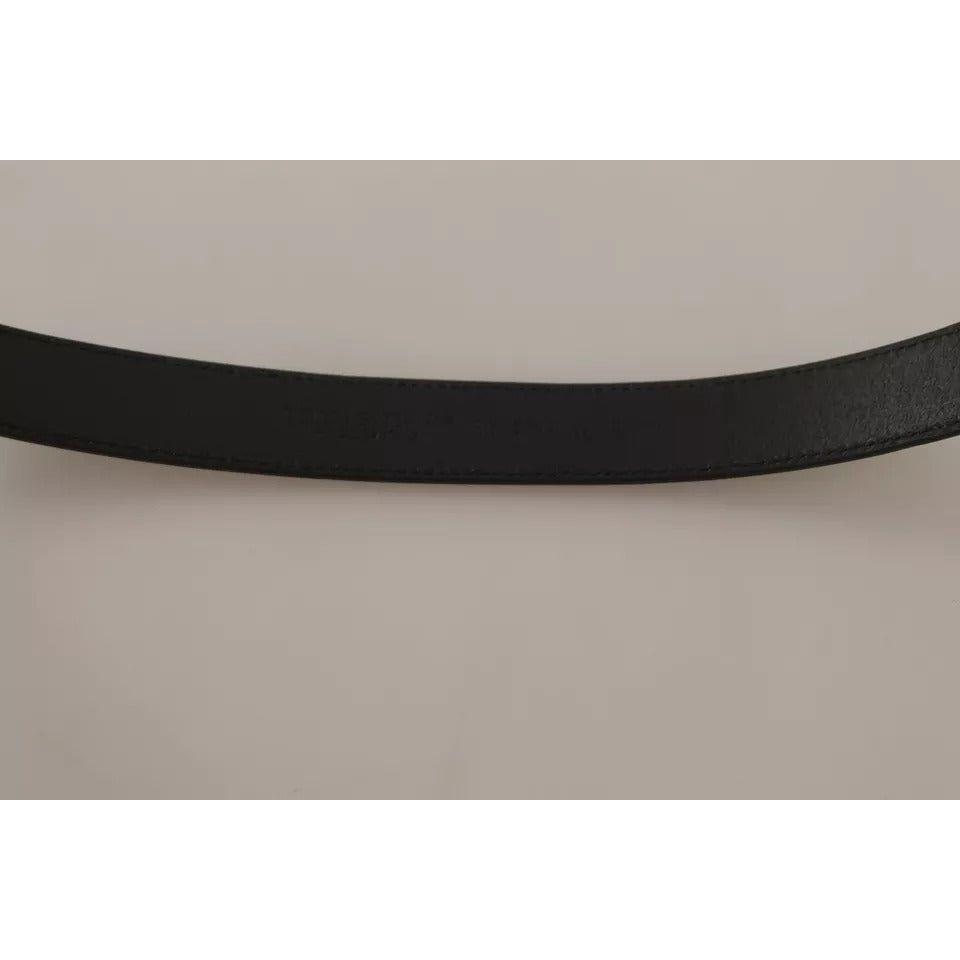 Dolce & Gabbana Black Calf Leather Antique Buckle Men Belt Dolce & Gabbana Dark Gray