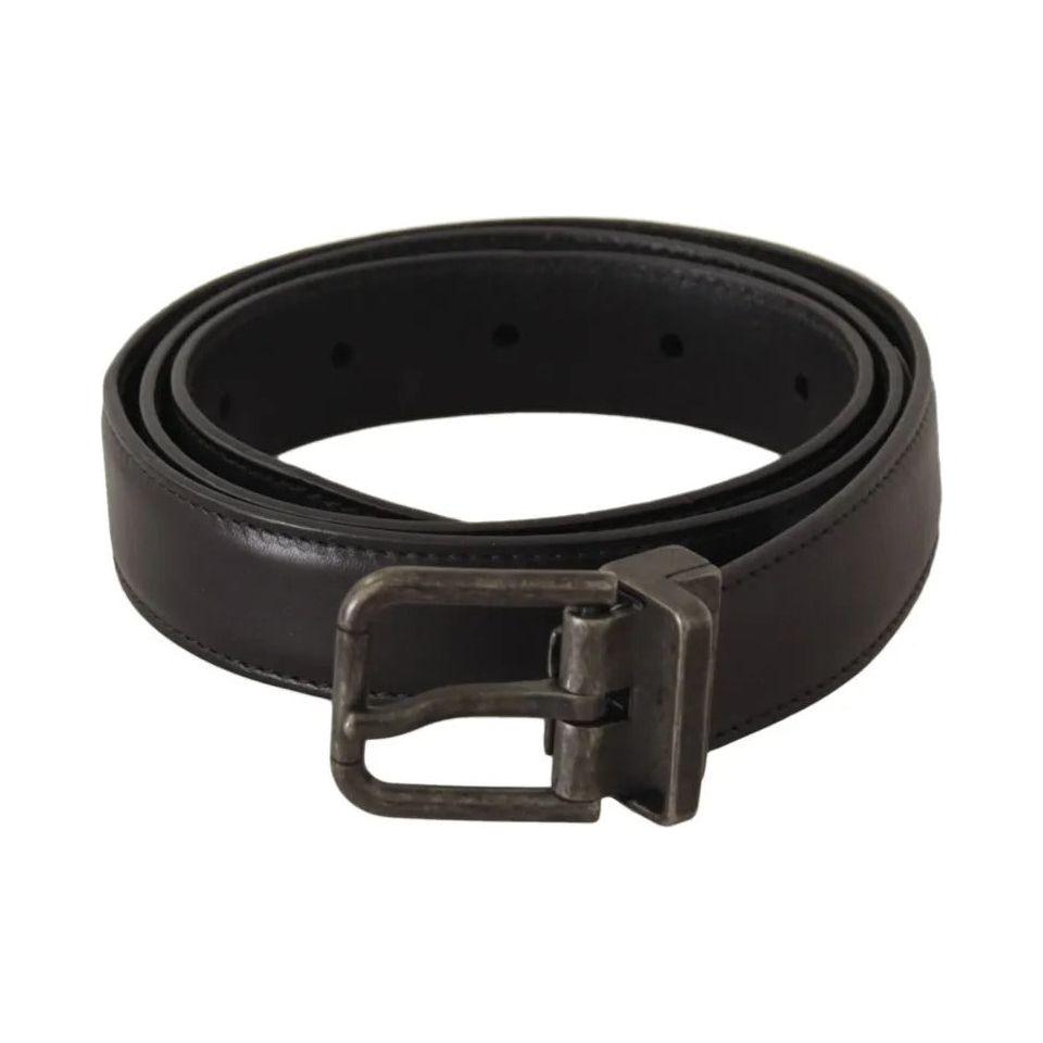 Dolce & Gabbana Black Calf Leather Antique Buckle Men Belt Dolce & Gabbana Dark Slate Gray