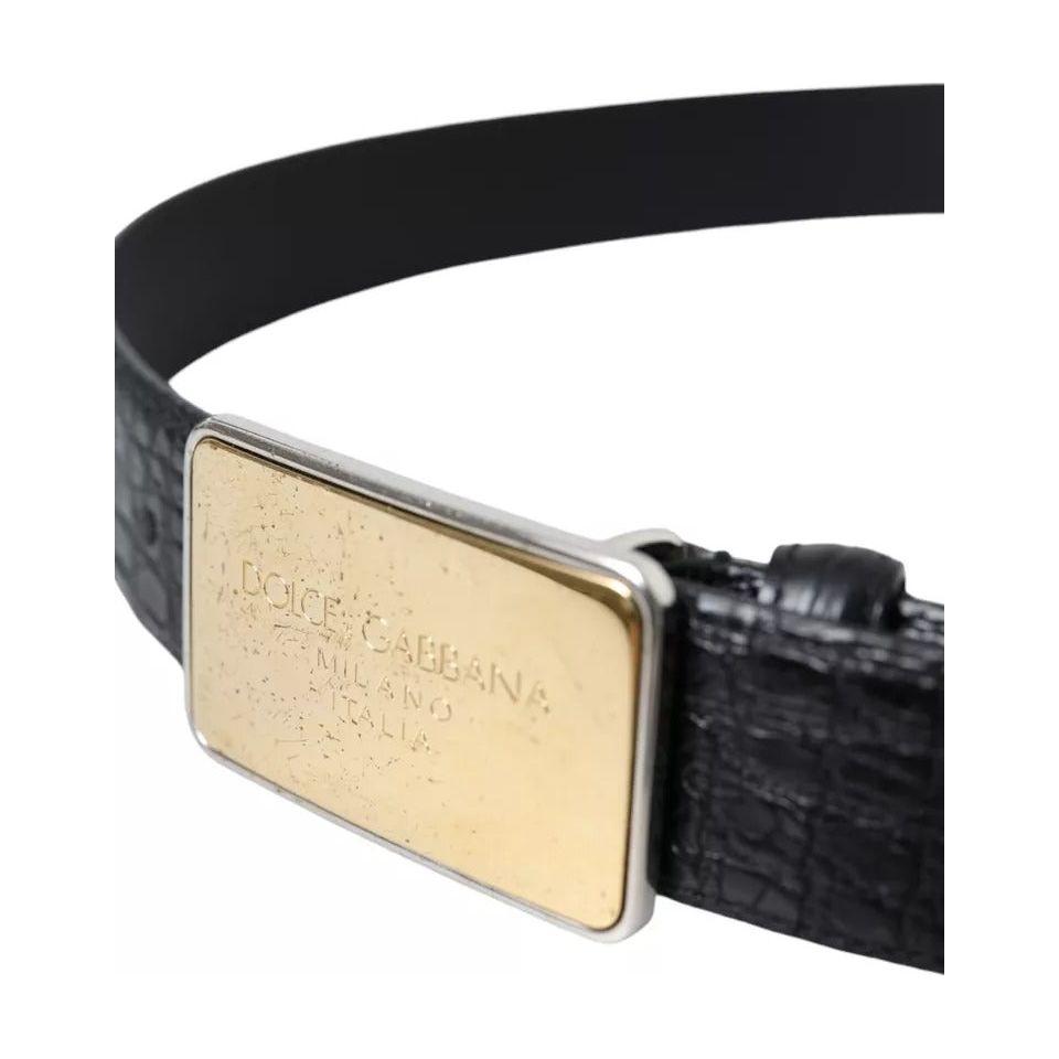 Dolce & Gabbana Black Exotic Leather Gold Metal Buckle Belt Dolce & Gabbana Dark Slate Gray