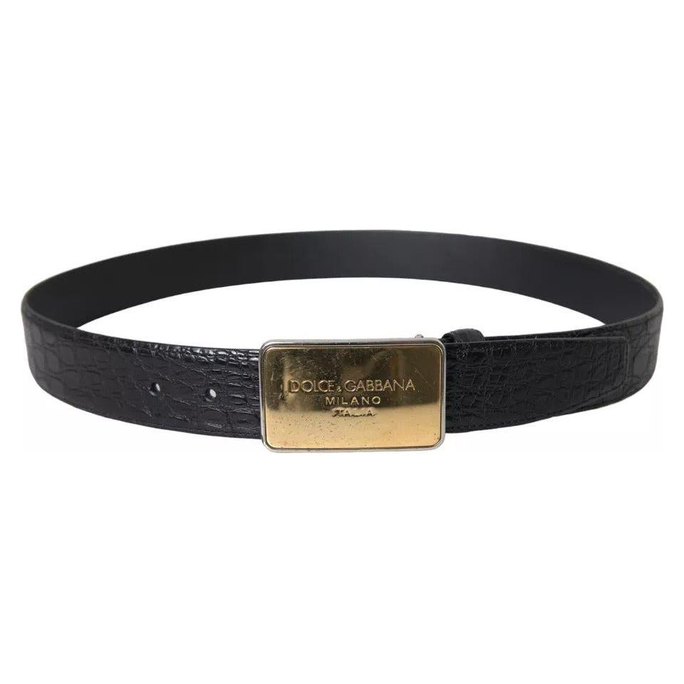 Dolce & Gabbana Black Exotic Leather Gold Metal Buckle Belt Dolce & Gabbana Dark Slate Gray