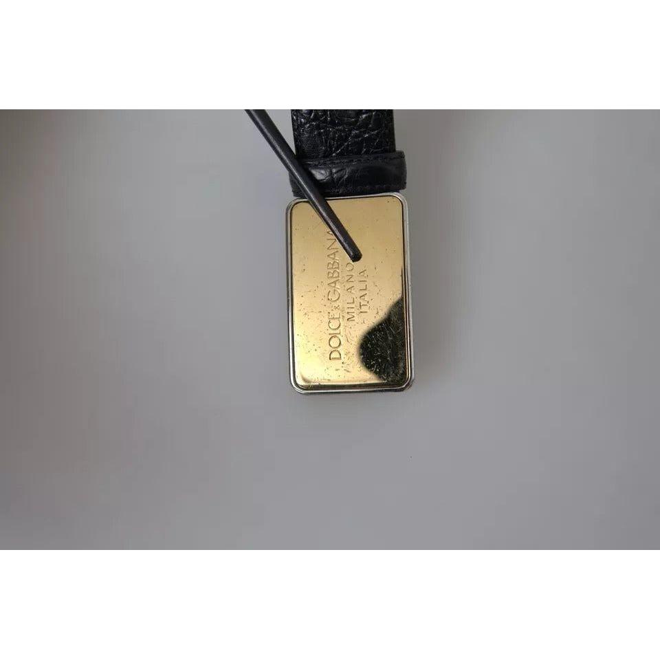 Dolce & Gabbana Black Exotic Leather Gold Metal Buckle Belt Dolce & Gabbana Light Slate Gray